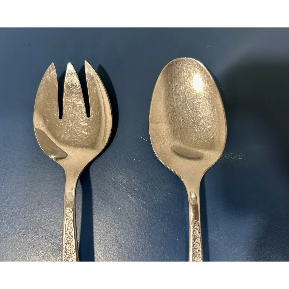 Rogers Co/Stanley Roberts La Spana pattern Stainless Serving Set Floral Embossed